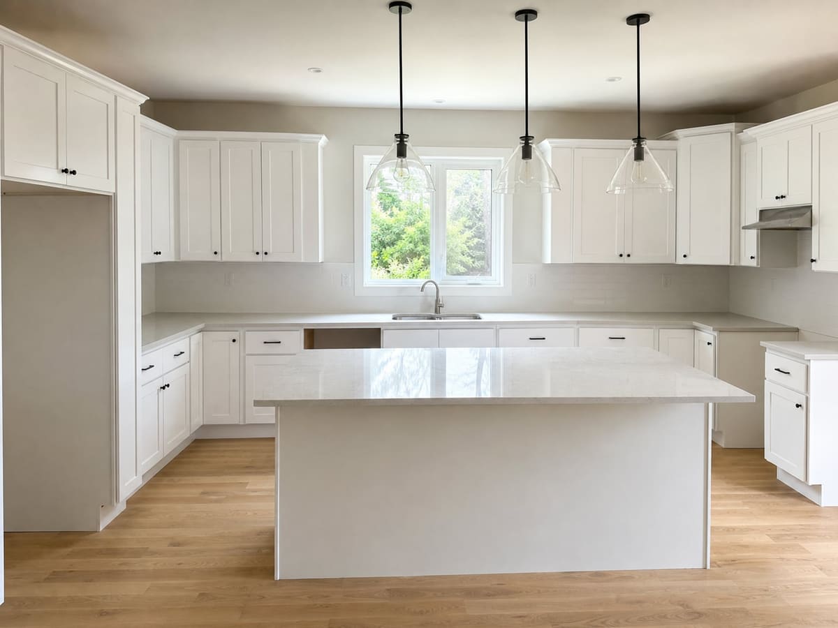 Kitchen before virtual staging, empty